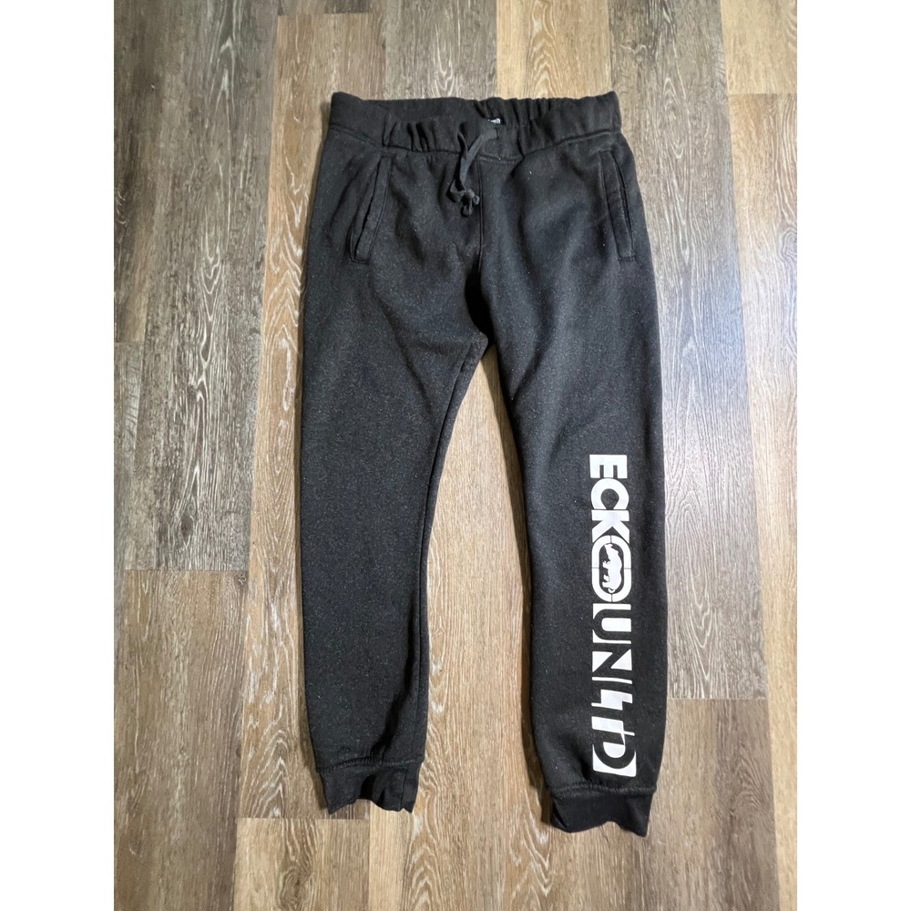 Ecko Unltd Joggers Mens XL Black Graphic Logo Fleece Sweatpants Streetwear‎